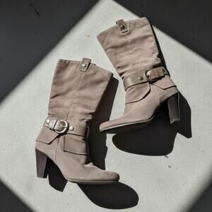 Grunge Vintage Moto Buckle High Heel Boots Cyber Y2K Office Siren